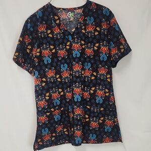 GT Performance Vibrant Patterned Short Sleeve Scrub Top, Medium